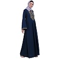 Firdaus Pintuck embroidery abaya-Teal